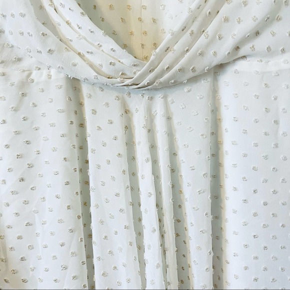 Jay Godfrey Dottie Dress White wirh Gold Trim Swiss Dots Bell Sleeves Size 4 - Picture 7 of 10